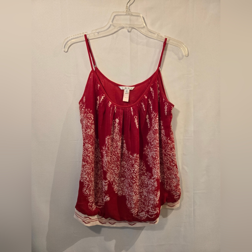 Cabi Women's (Size M, Red & White) Sleeveless Top - Boho Chic Elegance